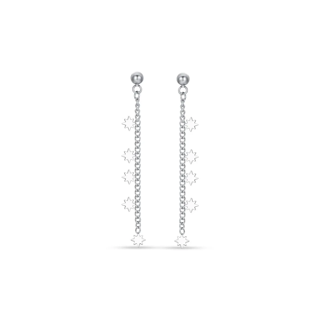 Luca Barra Ladies Steel Earrings With Stars Of Sissi
