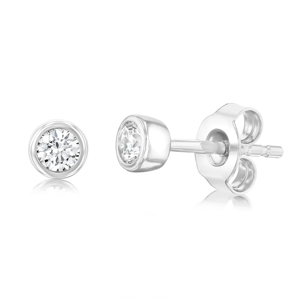 Luminesce Lab Grown 1/5 Carat Sterling Silver Bezel Diamond Studs Shiels