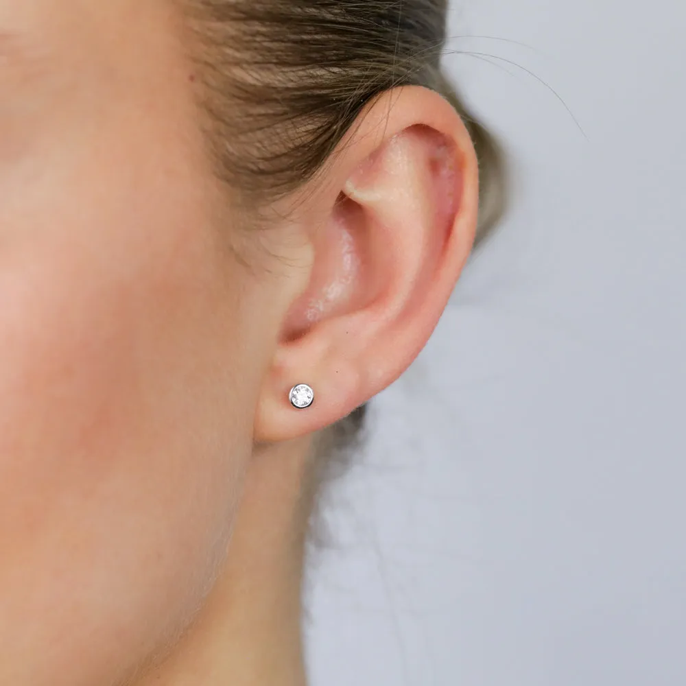 Luminesce Lab Grown 1/5 Carat Sterling Silver Bezel Diamond Studs Shiels