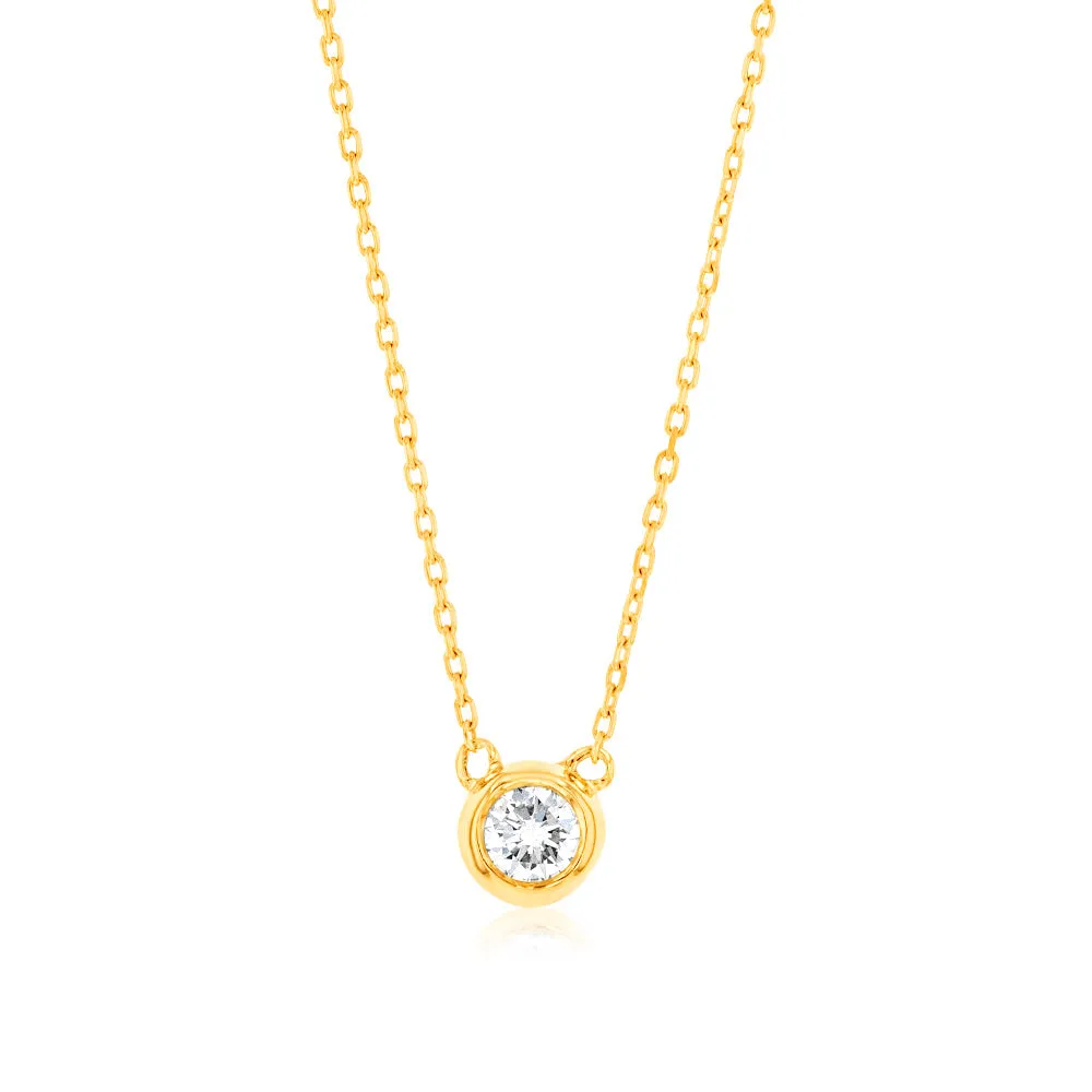 Luminesce Lab Grown Solitaire Diamond 15-19Pt Pendant in 9ct Yellow Gold with Chain Shiels