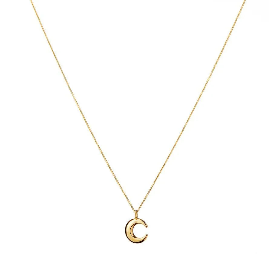 Lunar Pavé 18K Gold Pendant w. Diamonds