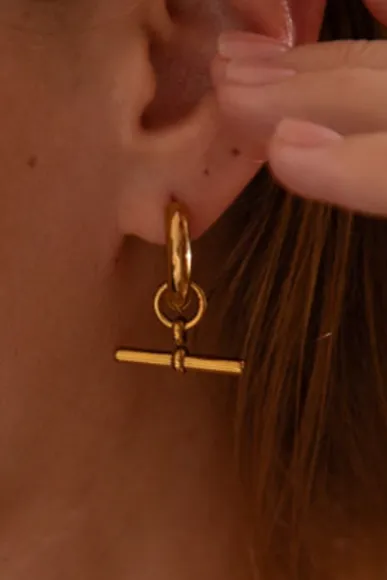 Lunar T Bar Hoop Earrings