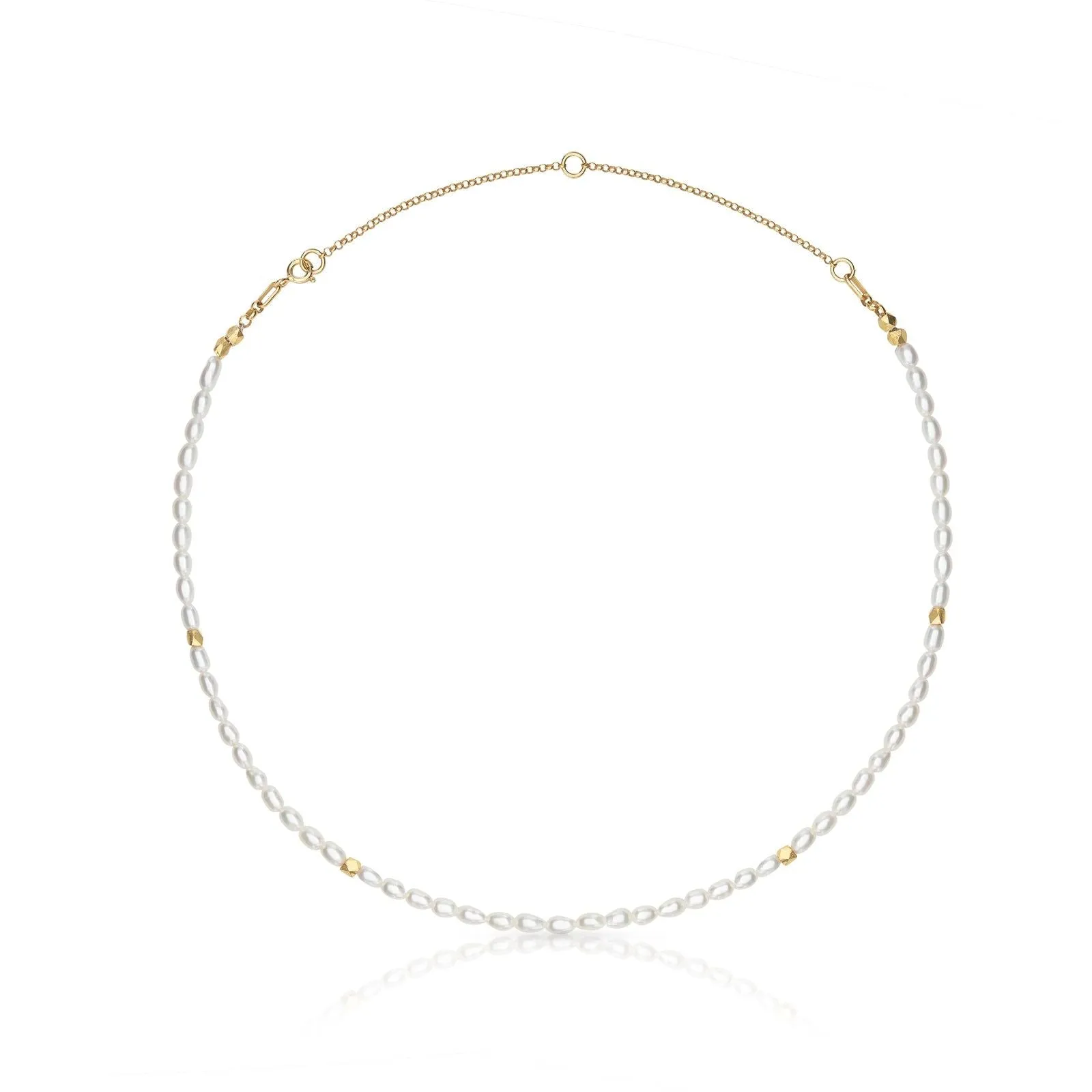 Macarelleta 18K Gold Plated Necklace w. Pearls