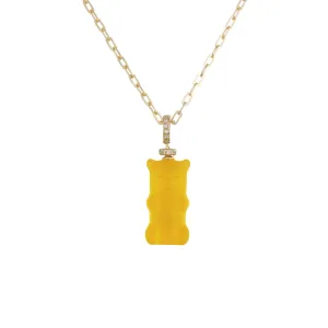Mango Gemmy Bear 18K Gold Necklace w. Diamonds & Crystal