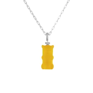 Mango Gemmy Bear 18K Whitegold Necklace w. Diamonds & Crystal