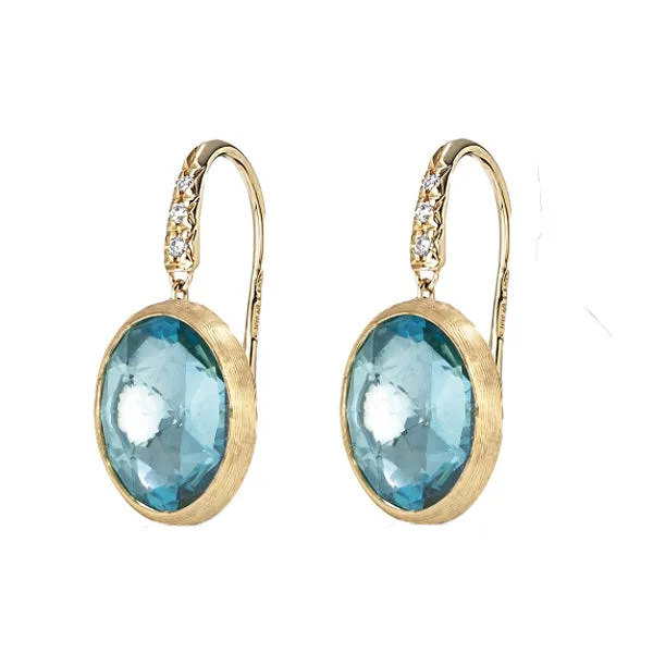Marco Bicego Jaipur 18ct Yellow Gold Blue Topaz Diamond Drop Earrings