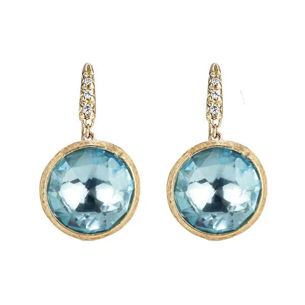 Marco Bicego Jaipur 18ct Yellow Gold Blue Topaz Diamond Drop Earrings