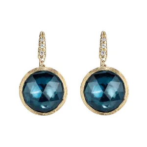 Marco Bicego Jaipur 18ct Yellow Gold London Blue Topaz Diamond Drop Earrings