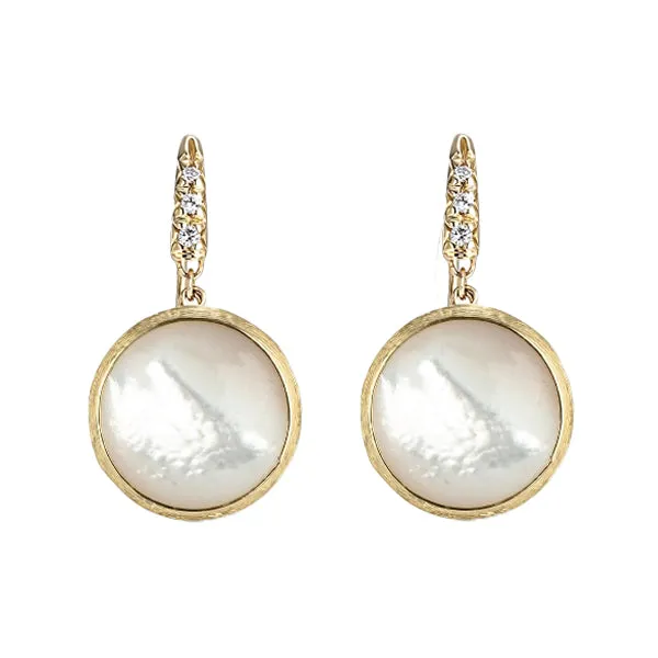 Marco Bicego Jaipur 18ct Yellow Gold Mother of Pearl Diamond Drop Earrings