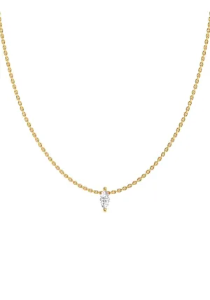 Marquise 18K Gold Necklace w. Lab-Grown Diamond