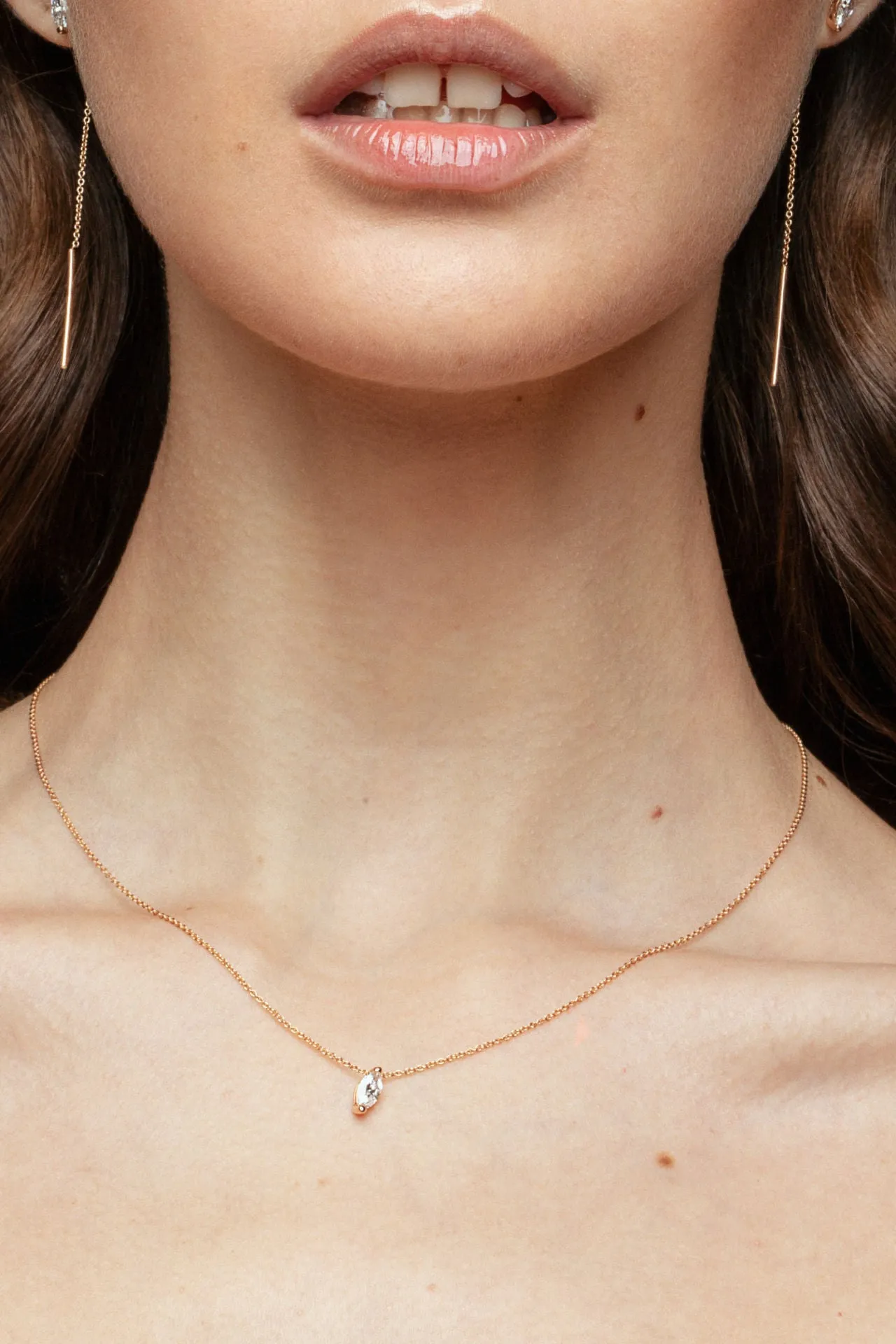 Marquise 18K White Gold Necklace w. Lab-Grown Diamond