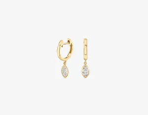 Marquise Bezel 14K Gold Huggie w. Lab-Grown Diamonds