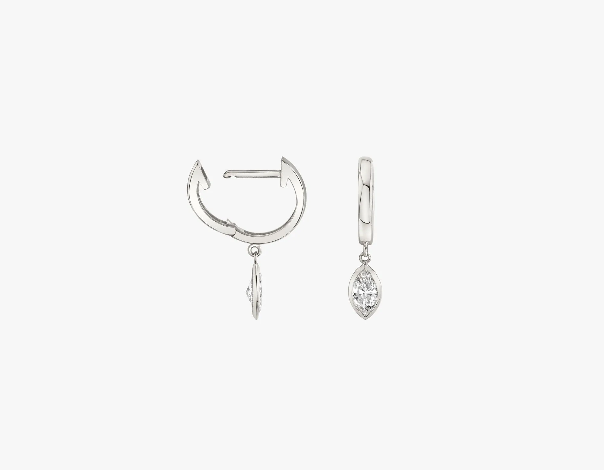 Marquise Bezel 14K Whitegold Huggie w. Lab-Grown Diamonds