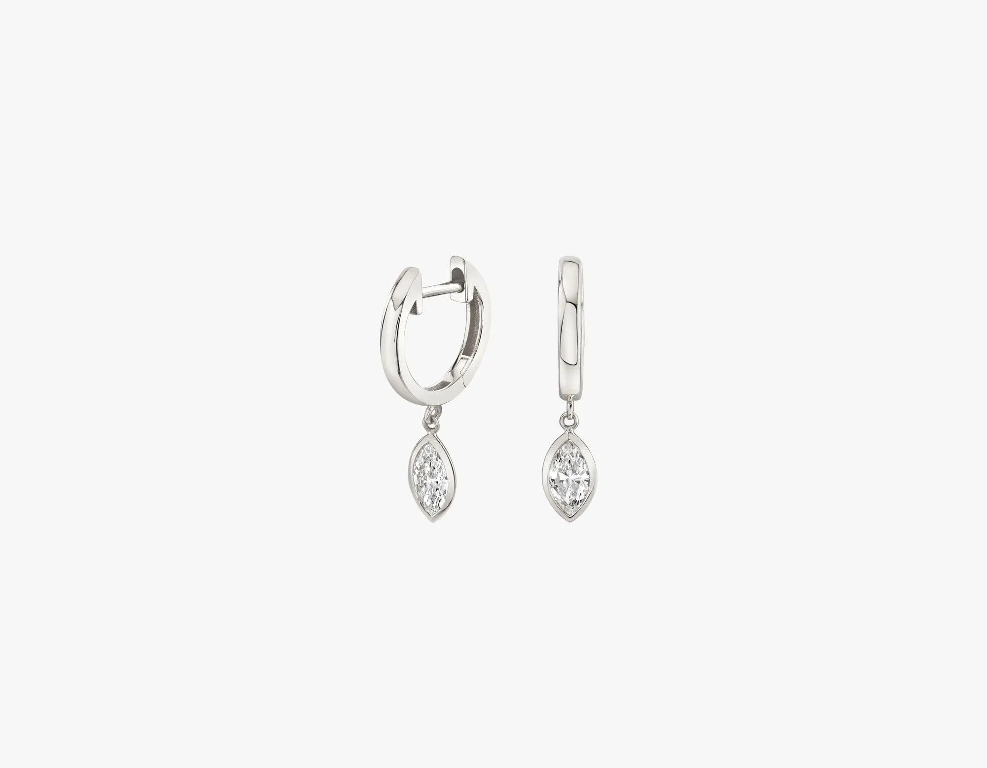 Marquise Bezel 14K Whitegold Huggie w. Lab-Grown Diamonds