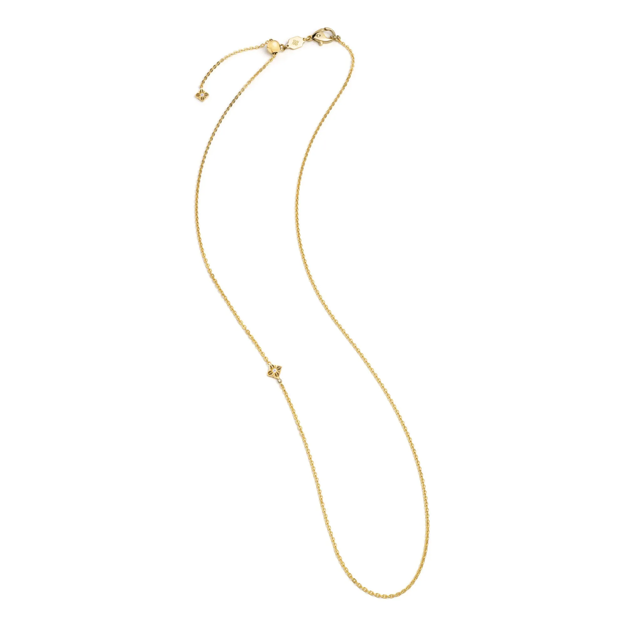 Micro Star of Shamballa 18K Gold Necklace w. Diamond