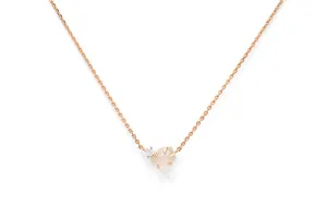 Mid Cloud 18K Rosegold Necklace w. Milkey Quartz & Diamonds