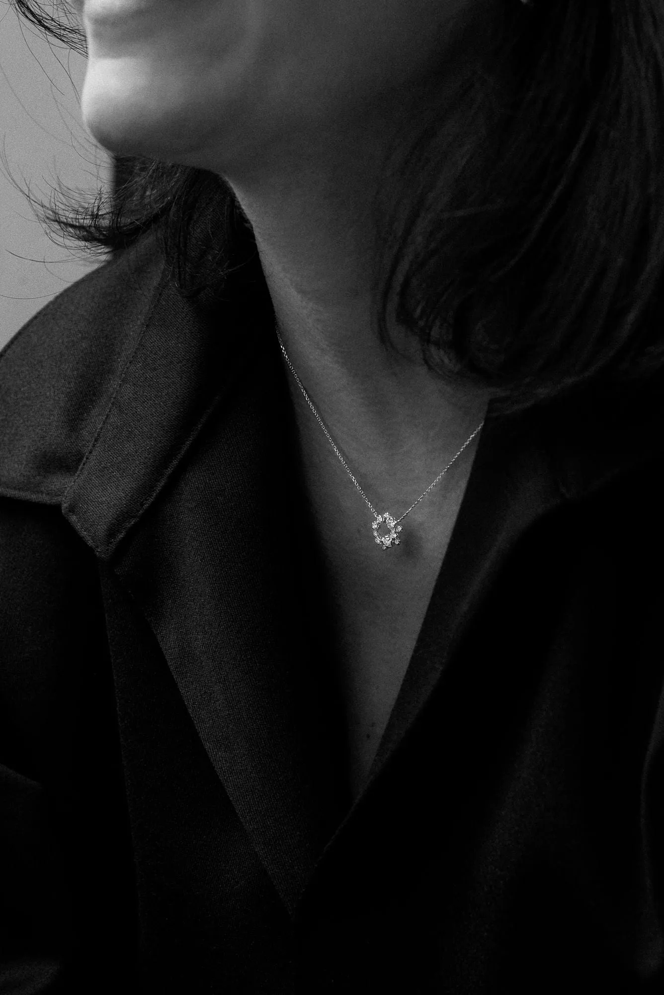 Middle Circle Nr 01 18K Gold, Whitegold or Rosegold Necklace w. Diamonds