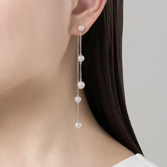 Mikimoto 18ct White Gold Convertible Akoya Cultured Pearl Drop Earrings