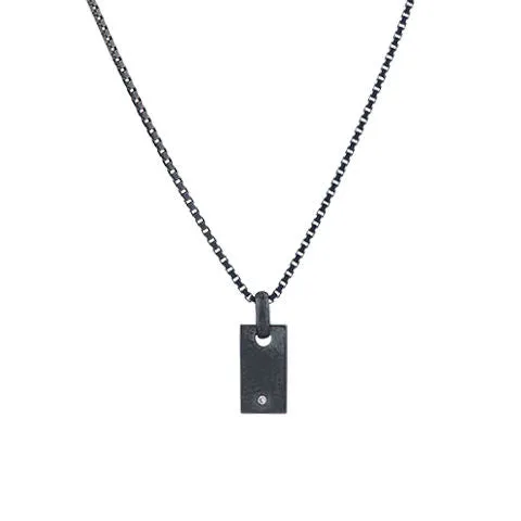 Mini Signet Silver Necklace w. Diamond