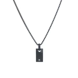Mini Signet Silver Necklace w. Diamond