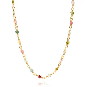 Mixed coloured 18K Gold Plated Necklace w. Tourmalines