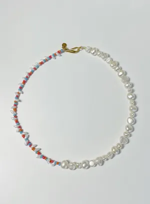 Mixed Pearl Coral Gold Plated Necklace w. Pearls
