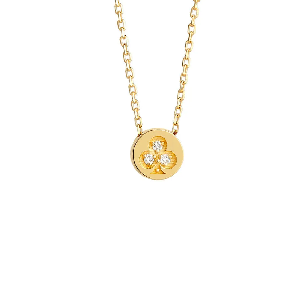 Modern Words Fine Clubs 18K Gold Necklace w. Diamond
