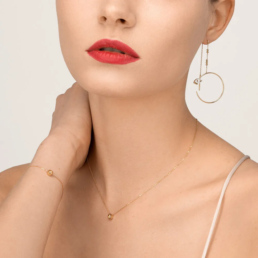 Modern Words Fine Clubs 18K Gold Necklace w. Diamond
