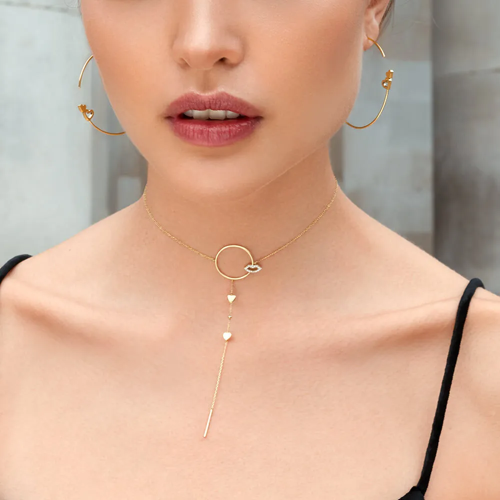 Modern Words Fine Crush Choker 18K Gold Necklace w. Diamond