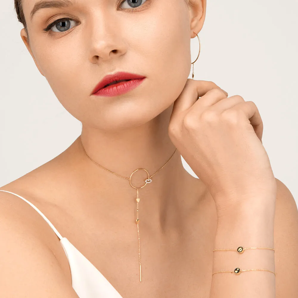 Modern Words Fine Crush Choker 18K Gold Necklace w. Diamond