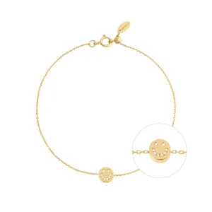 Modern Words Fine Diamond Happy 18K Gold Bracelet w. Diamond