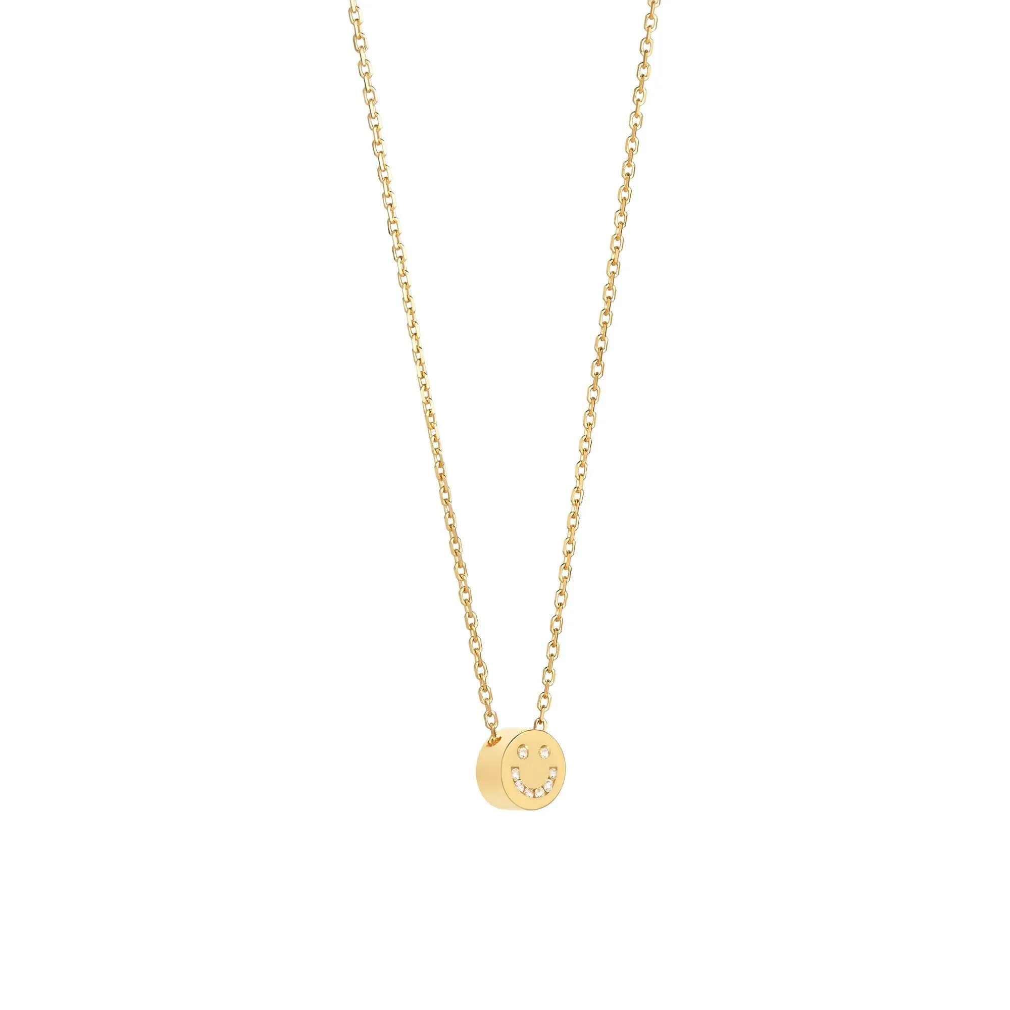 Modern Words Fine Diamond Happy 18K Gold Necklace w. Diamond
