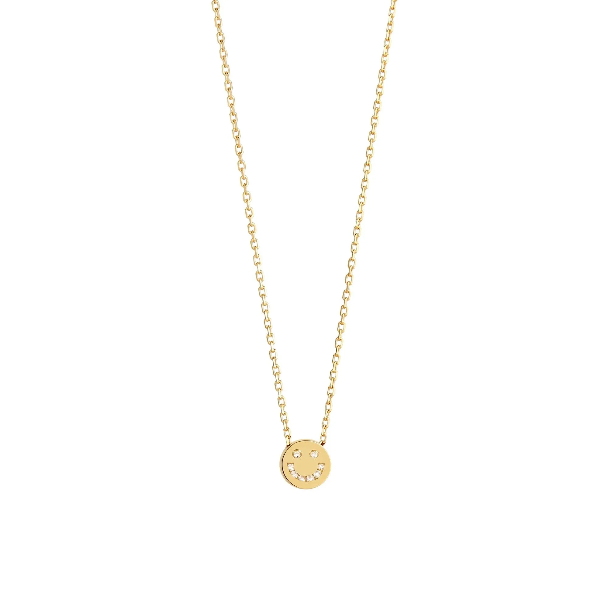 Modern Words Fine Diamond Happy 18K Gold Necklace w. Diamond