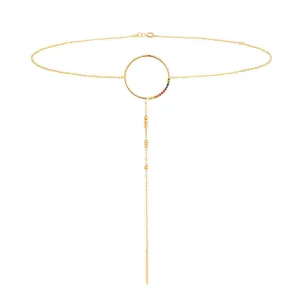 Modern Words Fine Rainbow Choker 18K Gold Necklace w. Diamond, Sapphire, Ruby, Tsavorite & Garnet