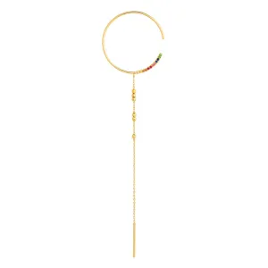 Modern Words Fine Rainbow Drop 18K Gold Hoop w. Diamond, Sapphire, Ruby & Tsavorite