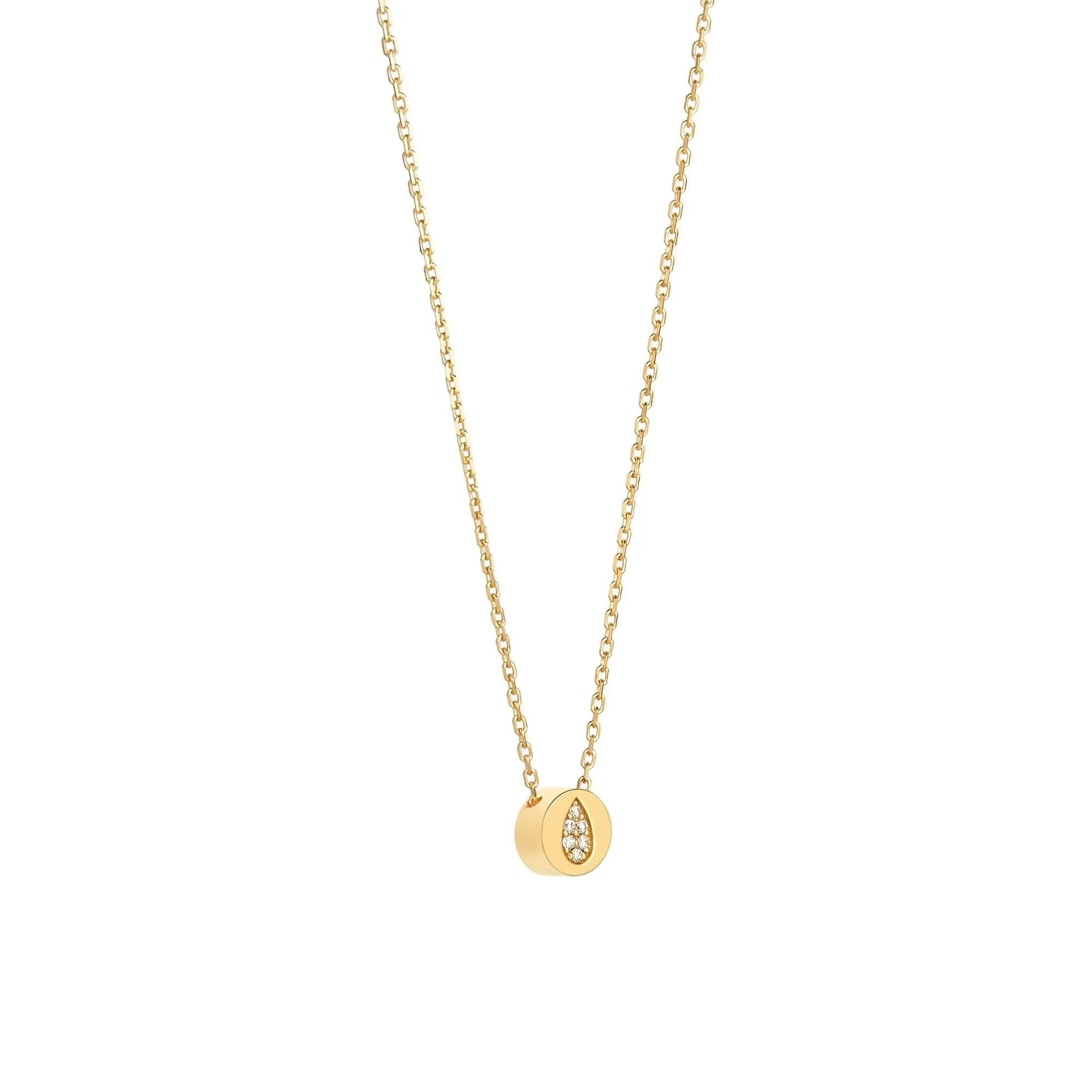 Modern Words Fine Tear Drop 18K Gold Necklace w. Diamond