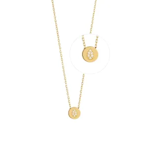 Modern Words Fine Tear Drop 18K Gold Necklace w. Diamond