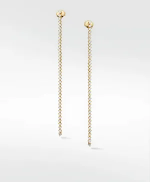 Modernist Long Drop 14K Gold Tennis Earrings & w. Lab-Grown Diamonds