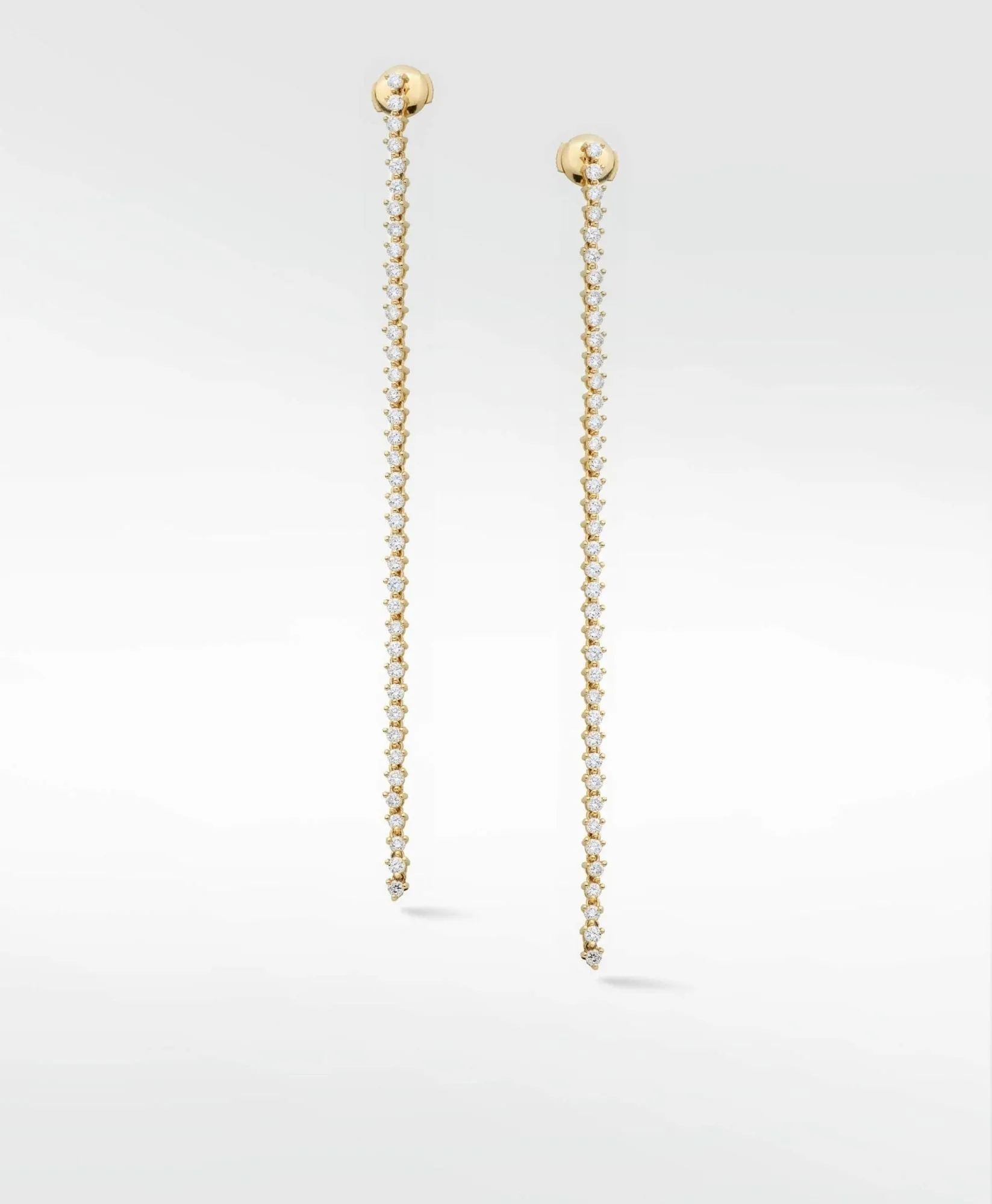 Modernist Long Drop 14K Gold Tennis Earrings & w. Lab-Grown Diamonds