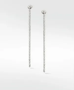 Modernist Long Drop 14K Whitegold Tennis Earrings & w. Lab-Grown Diamonds