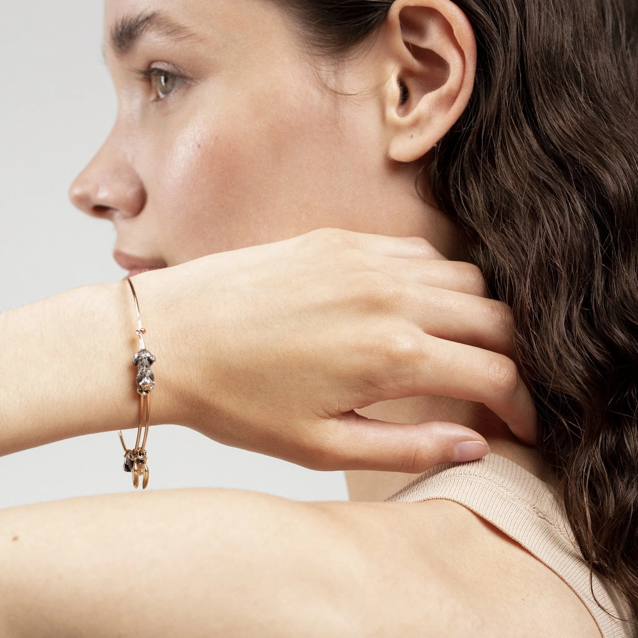 Monkey And Banana Rose Gold, Silver & Gold Bangle w. Diamonds