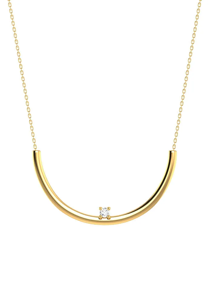 Moon 18K Gold Necklace w. Lab-Grown Diamond