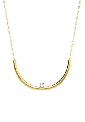 Moon 18K Gold Necklace w. Lab-Grown Diamond