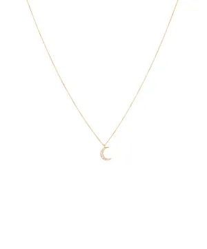 Moon 18K Gold, Whitegold or Rosegold Necklace w. Diamonds
