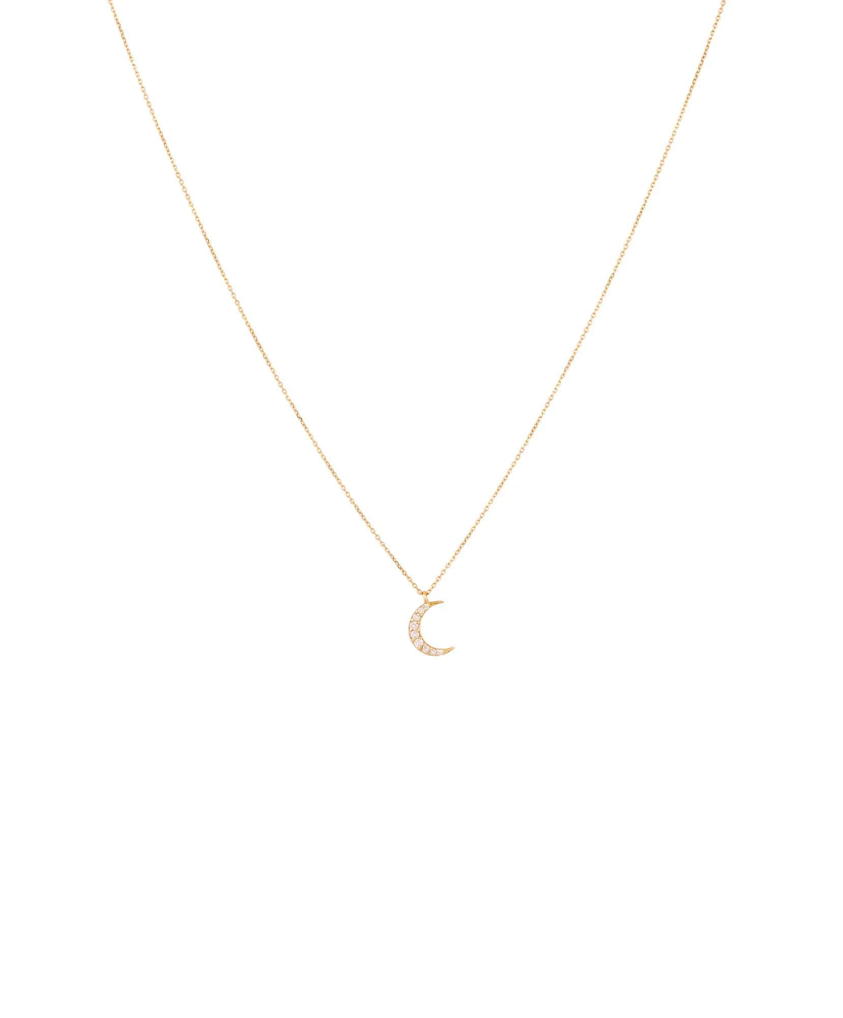 Moon 18K Gold, Whitegold or Rosegold Necklace w. Diamonds
