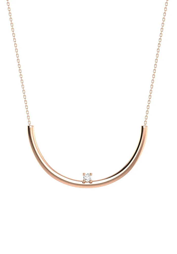 Moon 18K Rosegold Necklace w. Lab-Grown Diamond