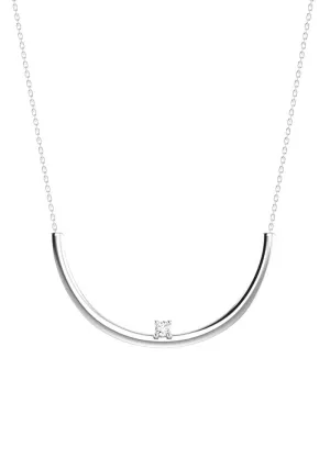 Moon 18K Whitegold Necklace w. Lab-Grown Diamond