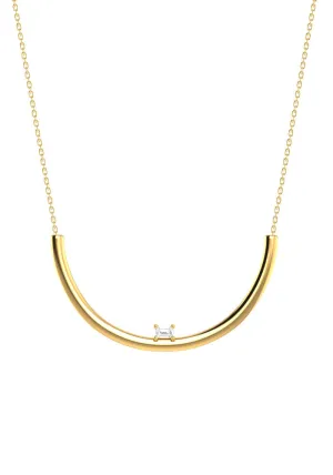 Moon Emerald 18K Gold Necklace w. Lab-Grown Diamond