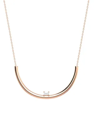 Moon Emerald 18K Rosegold Necklace w. Lab-Grown Diamond