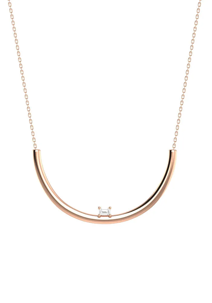 Moon Emerald 18K Rosegold Necklace w. Lab-Grown Diamond